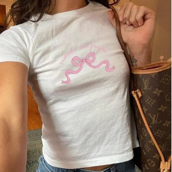 Coquette Pink Bow Baby Tee
