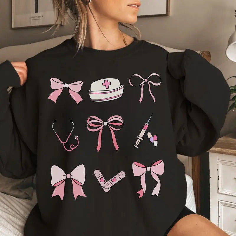 Coquette RN Nurse Graduation Gift, Nursing Student, Registered Nurse Sweatshirt, Cotton Crew Neck Shirt, Full Sizes, Full...