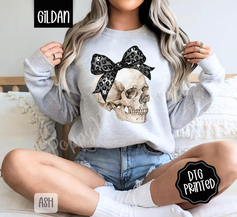 Coquette Skull Sweatshirt, Trendy Halloween Sweatshirt T-Shirts, Hoodie | WearSparks.com