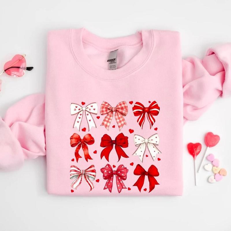 Coquette Valentine Heart Bow Sweatshirt, Retro Valentine Shirt, Valentines day Bow Sweatshirt, Coquette Sweatshirt, Bow...