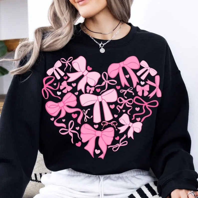 Coquette Valentine Heart Shirt, Valentine Shirt, Valentines Day Gift, Valentine Bow, Girls Valentine, Gift For Her, Gift...