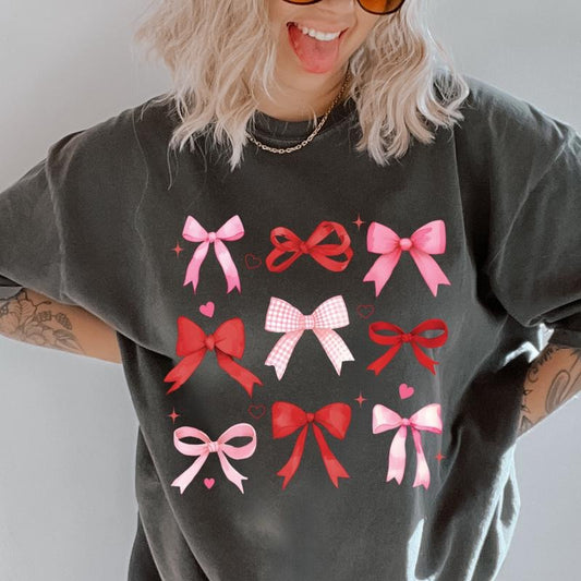Coquette Vday Bow Doodles Shirt~ Unisex Apparel Relaxed Fit Printed In The USA Clothing Womenswear Casual Comfort Cotton...