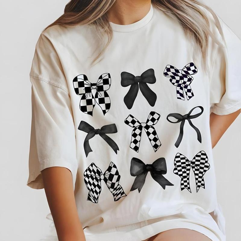 Coquette checkered black bow vintage-inspired t-shirt, easy to match, for men, for women Hoodie, Sweatshirt | WearSparks.com
