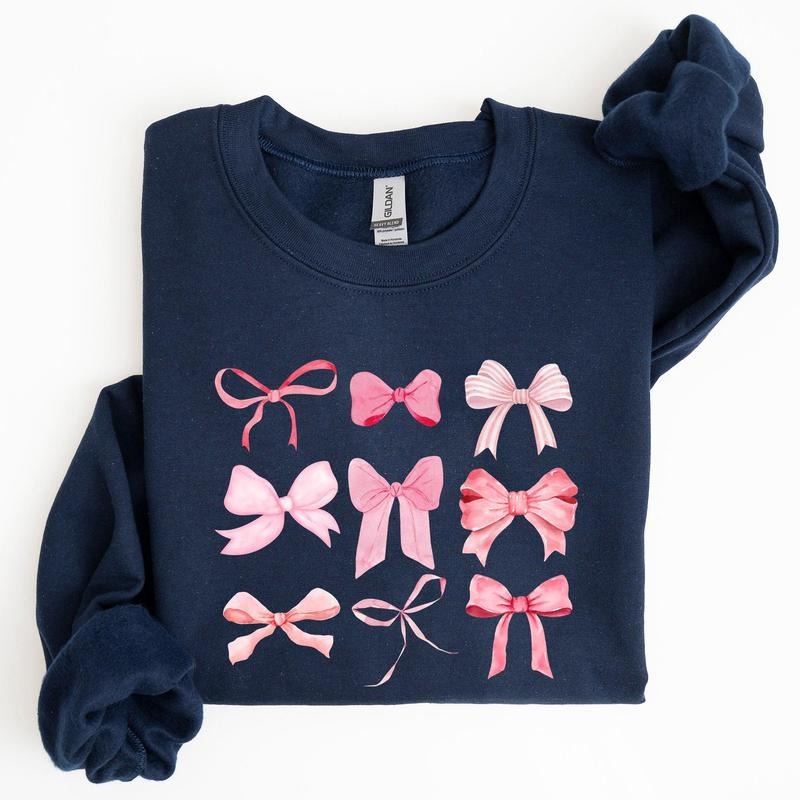 Coquette, Pink Bows, Trend, Girly, Soft Girl Era Sweatshirt, Women's Crew Neck, Crewneck T-Shirts, Hoodie | WearSparks.com