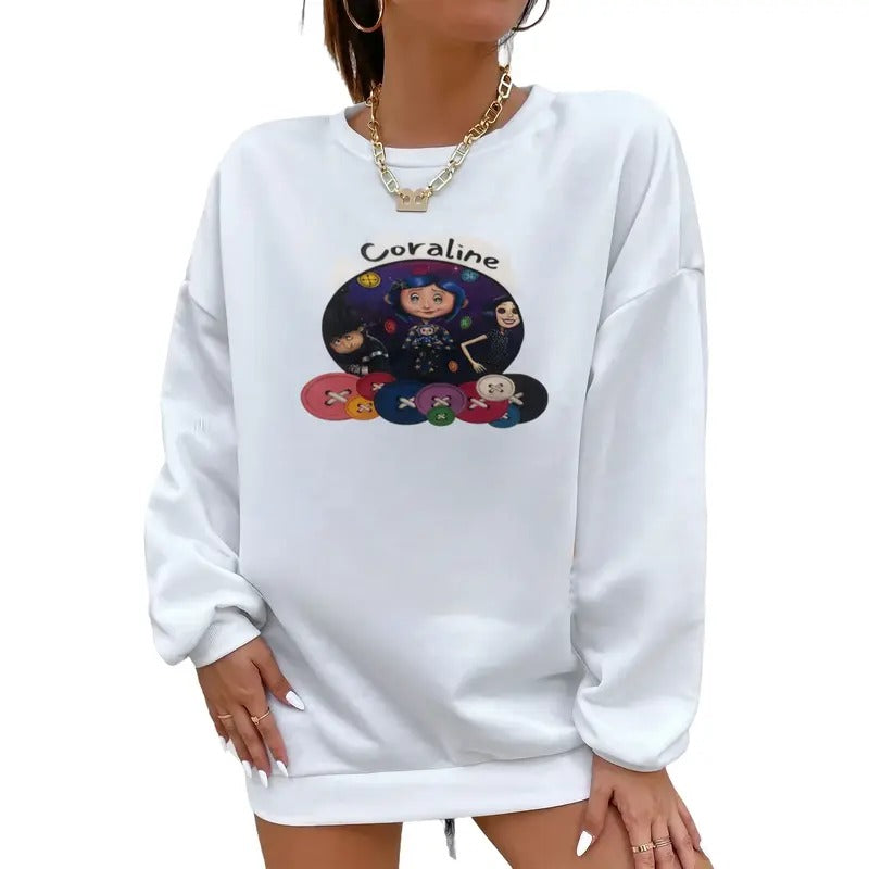 Coraline Button Tshirt, Funny circus Corr.aa.lineee sweatshirt,  Spooky movie Hoodie, Doll TShirt, Movie Retro Horror...