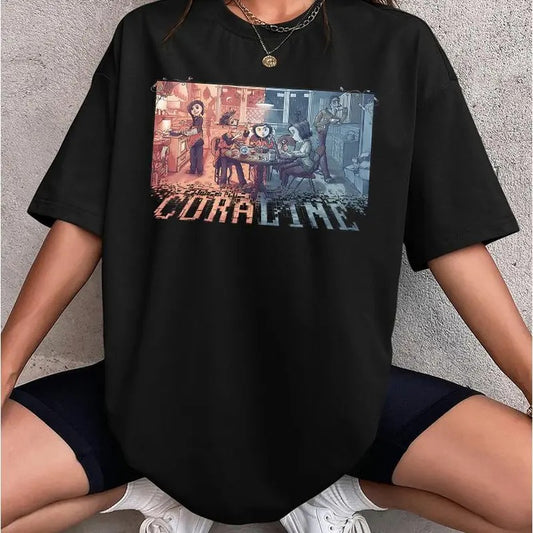 Coraline half and half Word Shirt, The real world and the Another World Coraline, Horror Movie Merch, Halloween Christmas...