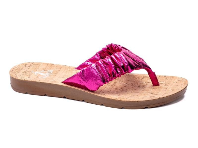 Corky's Cool Off Flip-Flop Sandal in Fuschia Crinkle Metallic, Casual Women's Sandal for Everyday Wear, Comfortable...