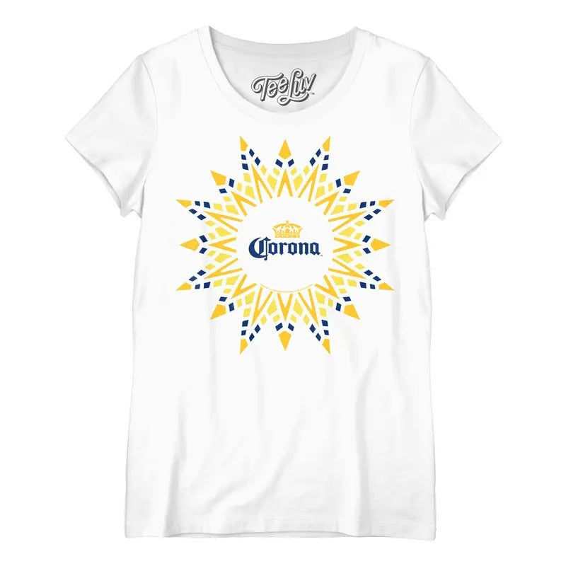 Corona Beer Sun Logo Women's Scoopneck T-Shirt - White Hoodie, Sweatshirt | WearSparks.com