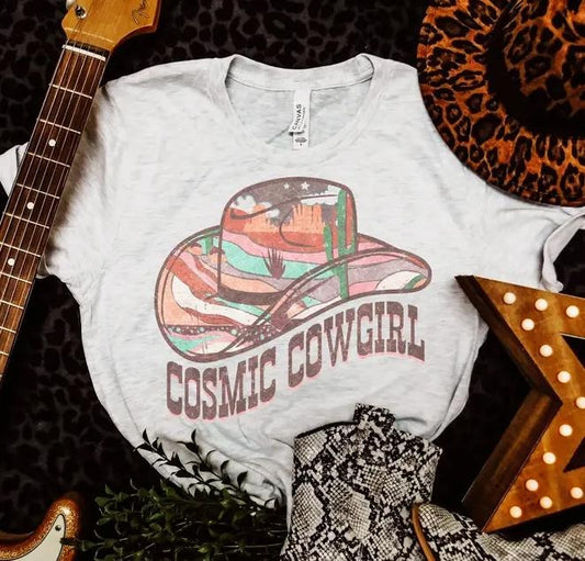 Cosmic Cowgirl T-shirt Boots Cowboy Tshirt Cowgirl Country Tee Cosmic Country T-shirt Cowgirl Cosmic Tee Casual Fabric...