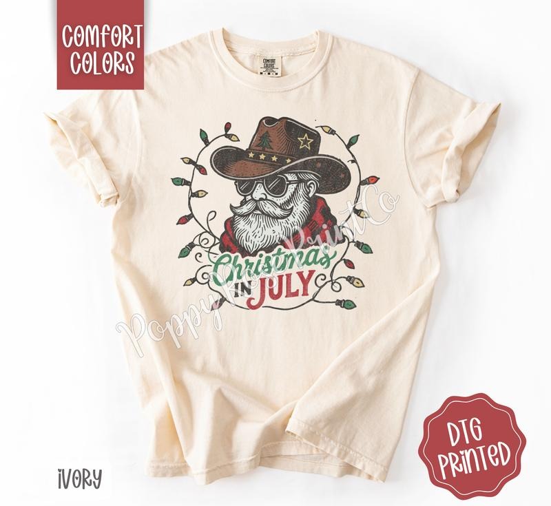 Country Christmas in July Shirt Comfort Colors, Cute Summer Santa Tshirt Hoodie, Sweatshirt | WearSparks.com