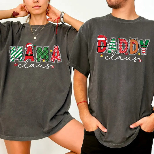 Couple Matching Daddy Claus Mama Claus Shirt Comfort Colors, Family Matching Christmas Tee, Holiday Mom Tshirt, Mommy To...