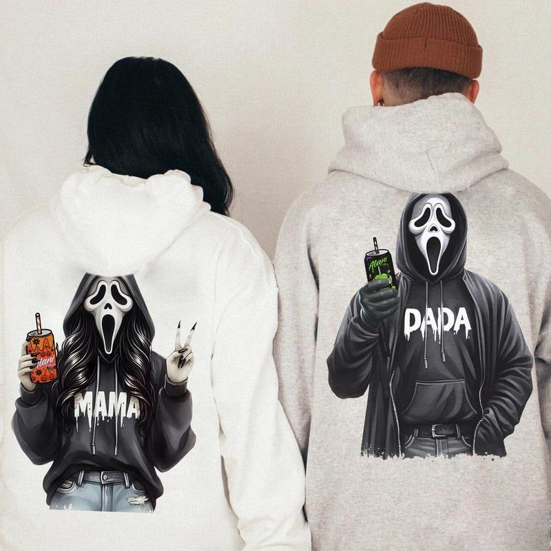 Couple Spooky Mama Dada Drinkin Halloween 2 Sides Shirt Sweatshirt Hoodie, Fun Gh0st Drinkin Coffee Sweatshirt, Spooky...