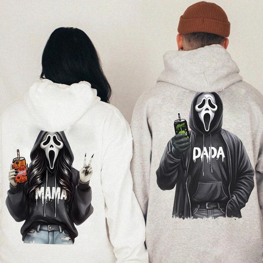 Couple Spooky Mama Dada Drinkin Halloween 2 Sides Shirt Sweatshirt Hoodie, Fun Gh0st Drinkin Coffee Sweatshirt, Spooky...