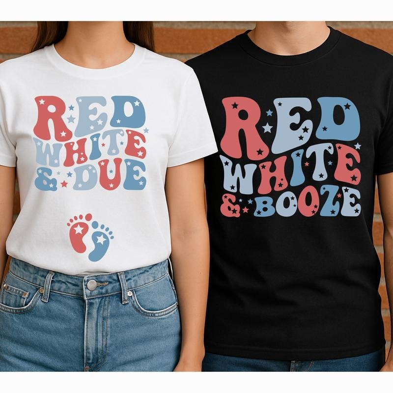 Couples 4th of July Pregnancy Announcement Shirts Sweatshirt, Matching Fourth of July Baby Reveal t-shirt Independence...
