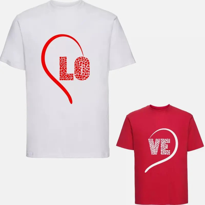 Couples Matching LOVE Hearts T-Shirt Love Valentine's Day Lovers Unisex Tee Top Hoodie, Sweatshirt | WearSparks.com