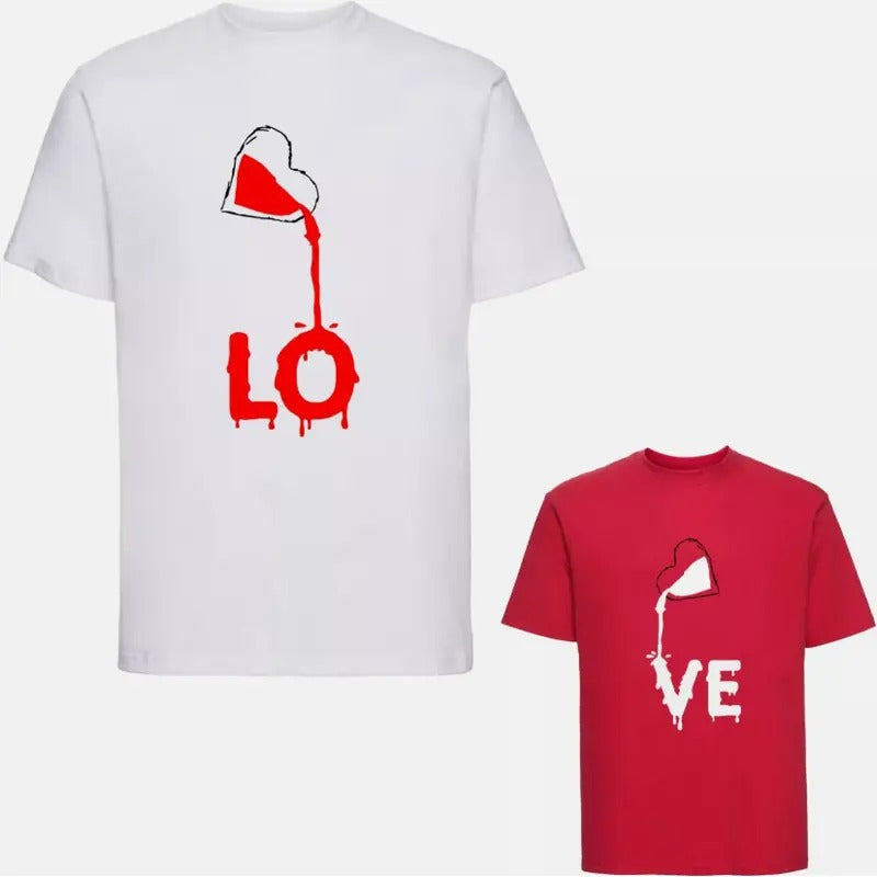 Couples Matching LOVE T-Shirt Heart Love Valentine's Day Lovers Unisex Tee Top Hoodie, Sweatshirt | WearSparks.com