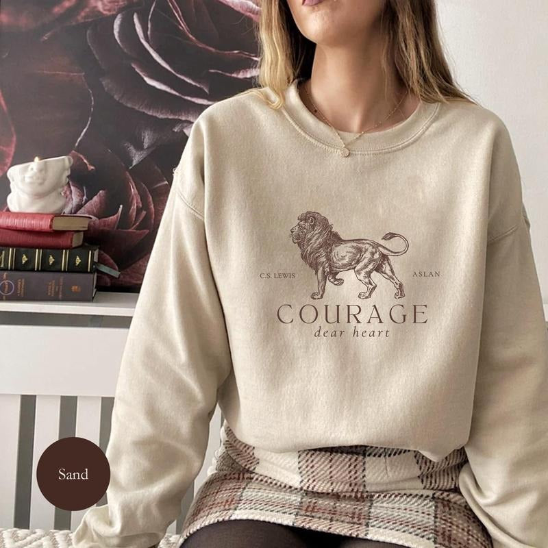 Courage CS Lewis Narnia Sweatshirt, Bookish Hoodie, Gifted Reader Light Dark Academia Gifted Quote Shirt, Book Lover...