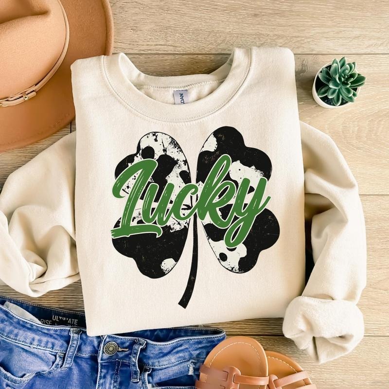 Cow Print Lucky Shamrock St Patricks Day Retro St Patty's Day shirt Hoodie, Sweatshirt | WearSparks.com