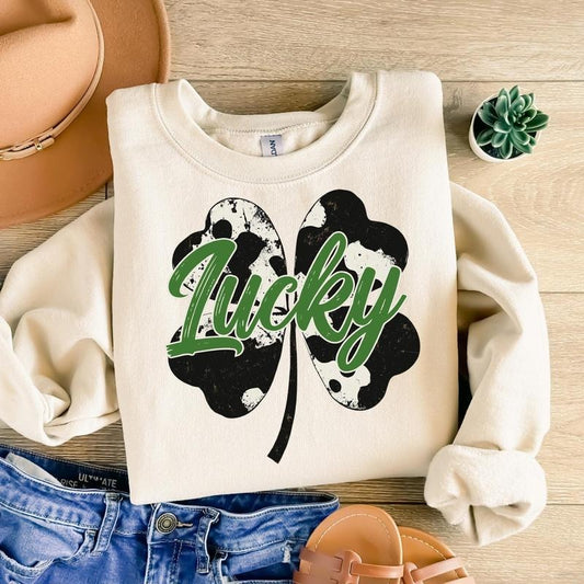 Cow Print Lucky Shamrock St Patricks Day Retro St Patty's Day shirt Hoodie, Sweatshirt | WearSparks.com