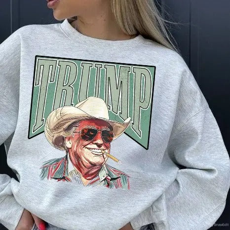 Cowboy Sweatshirt  Trump Meme Sweatshirt Funny Santa Trump sweatshirt, Humorous Christmas Sweater, Political Tee, Xmas...
