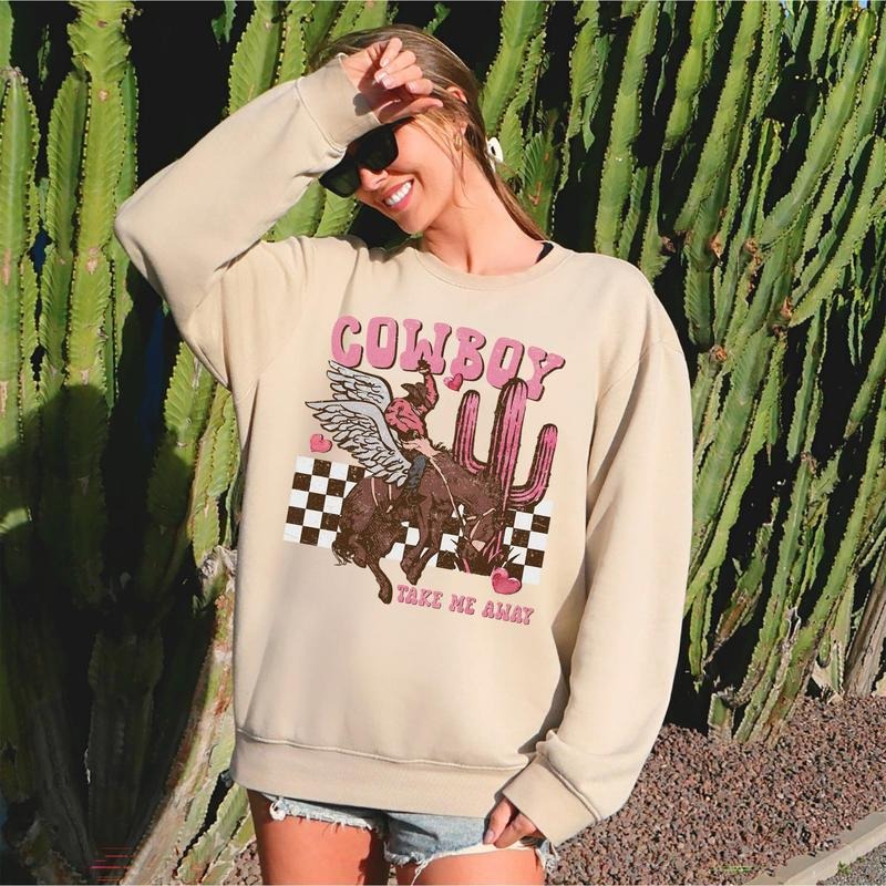 Cowboy Take Me Away, Western, Country, Sweatshirt, Valentine's Day, Crew Neck, Women's, Crewneck, Valentine's Day, Love,...