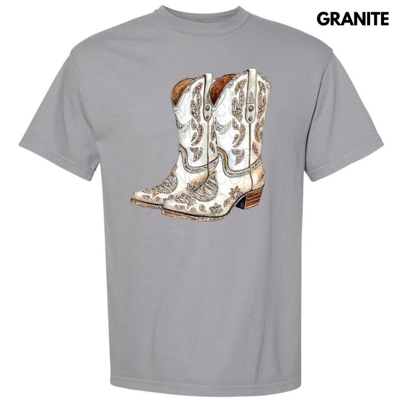 Cowgirl Boots Faux Rhinestone Comfort Colors T-Shirt Hoodie, Sweatshirt | WearSparks.com