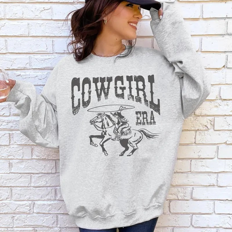 Cowgirl Era, Rodeo, Western, Country, Horse Sweatshirt, Crew Neck, Women's, Crewneck T-Shirts, Hoodie | WearSparks.com