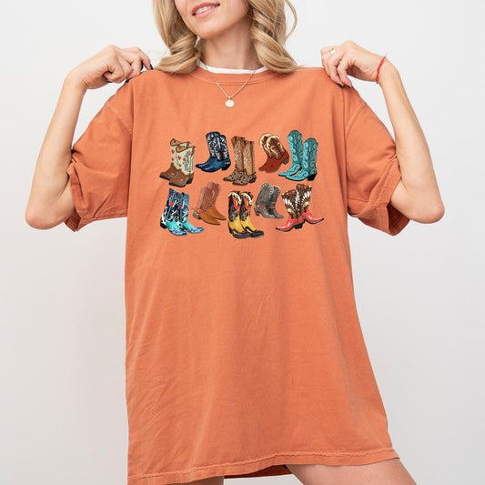 Cowgirl Retro Boots Shirt, Vintage Howdy Shirt, Western Cowgirl Boots Tee, Scootin' Spooky  Graphic Printed Tee,...