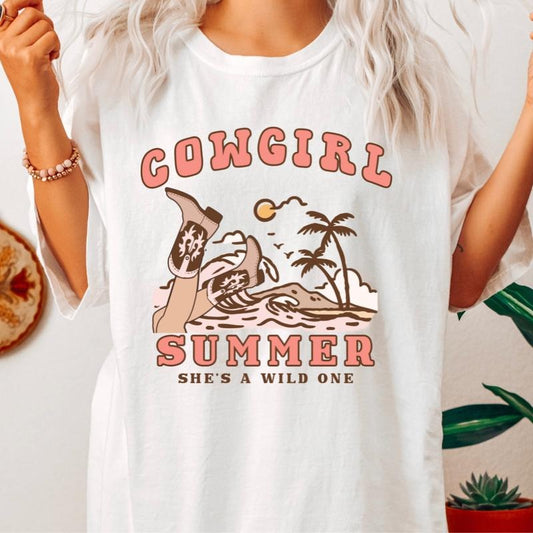 Cowgirl Summer T-Shirt, Country Western Shirt, Retro Vintage Cowgirl tee, Cowgirl Shirt, Cowgirl Western Electric Shirt,...