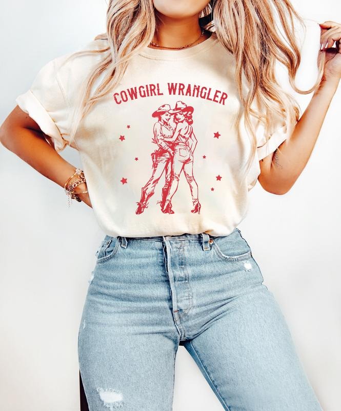 Cowgirl Wrangler Shirt, Western Lesbian Queer Pride Month Shirt, Gay Cowgirl Shirt, Sapphic Queer Shirt, Gay Graphic Tee...