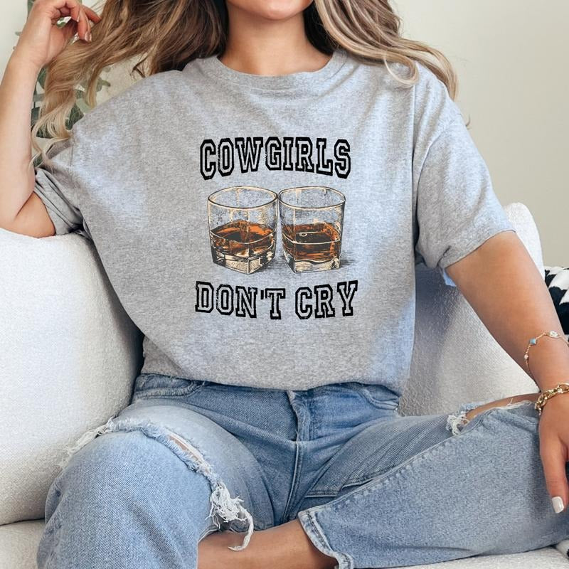 Cowgirls Don't Cry Sweatshirt, Cowgirls Casual Sweatshirt, Whiskey Sweatshirt, Cowgirl Sweatshirt Full Color Print...