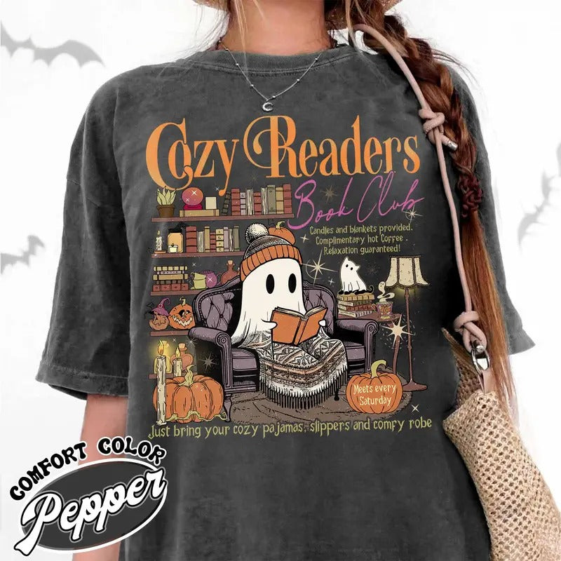 Cozy Girl Book Club Shirt Drink Coffee Read Books Shirt Coffee and Book Lover Cozy Readers Club Shirt Fall Book Club Cozy...