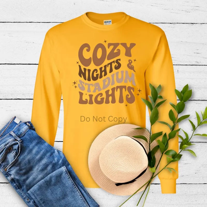 Cozy Nights Stadium Lights Direct to Film Fabric Transfer for DIY Crafts - Commercial Heat Press Required T-Shirts,...