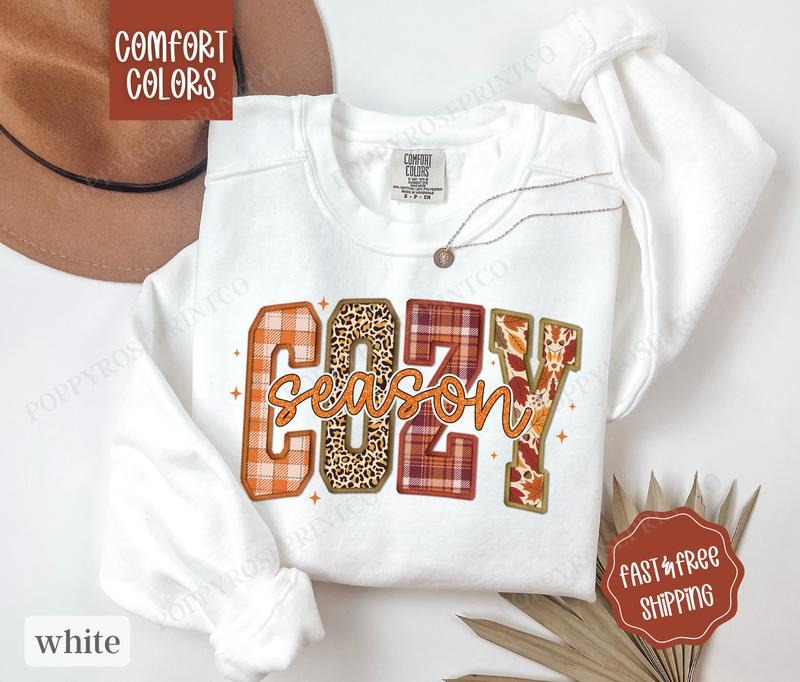 Cozy Season Sweatshirt Comfort Colors, Fall Sweater, Womenswear Fall Crewneck T-Shirts, Hoodie | WearSparks.com