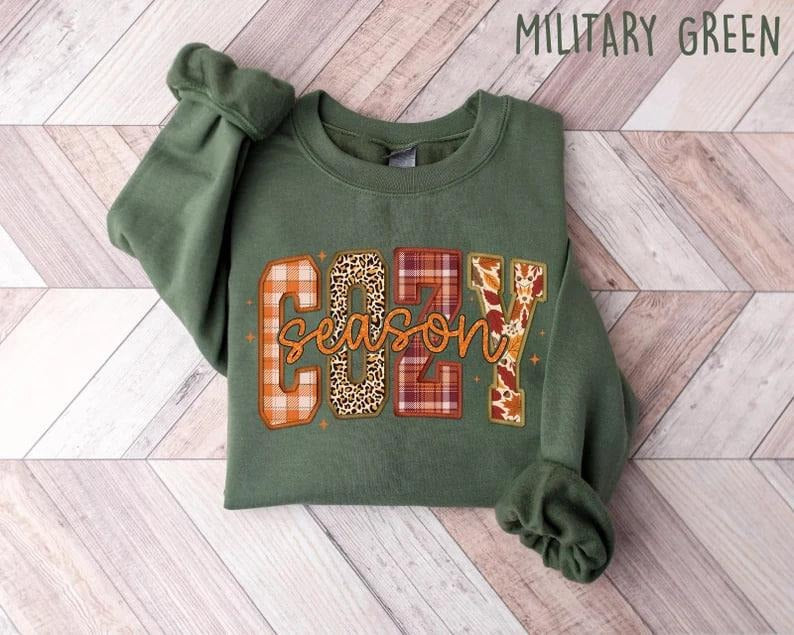 Cozy Season Sweatshirt, Retro Fall Sweatshirt, Get Cozy Sweatshirt, Womens Fall Sweaters, Fall Graphic Tee, Women Fall...