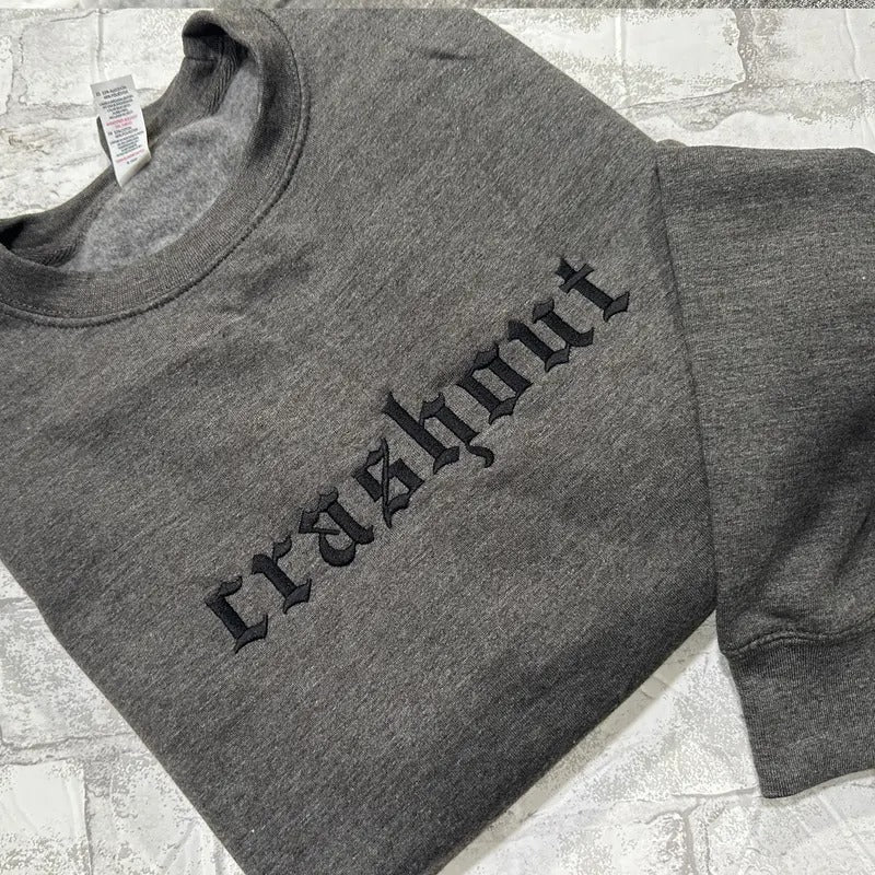 Crashout Embroidered Crewneck Sweatshirt Alternative Fashion Long Sleeve Cotton Tops Menswear Unisex Casual Tropical All...