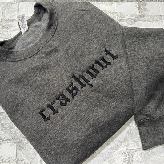 Crashout Embroidered Crewneck Sweatshirt Alternative Fashion Long Sleeve Cotton Tops Menswear Unisex Casual Tropical All...