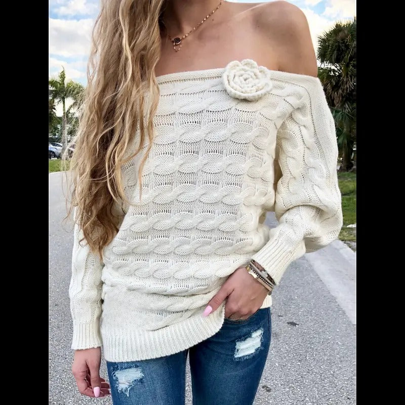 Cream Off The Shoulder Sweater T-Shirts, Hoodie, Sweatshirt | WearSparks.com