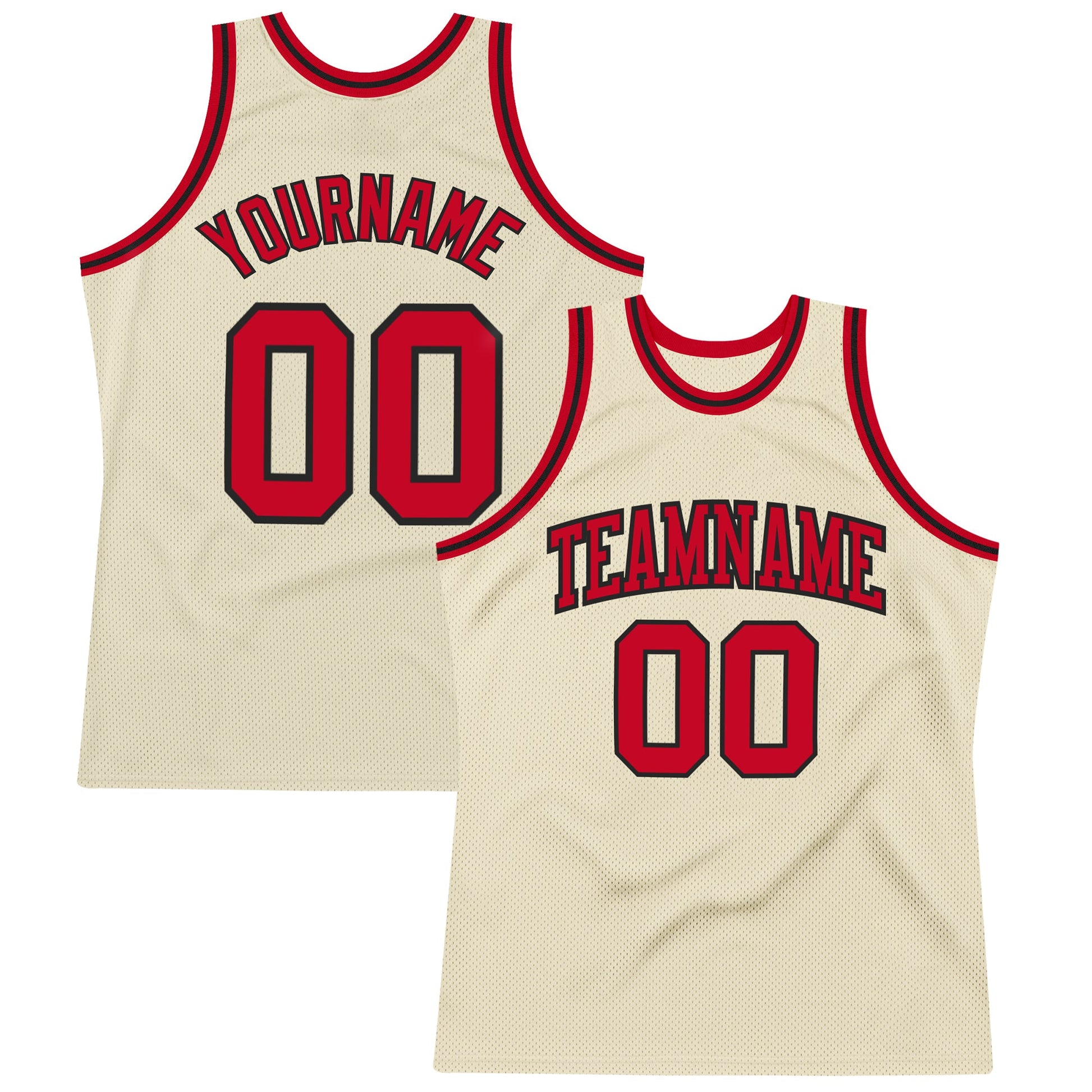 Custom Cream Red-Black Authentic Throwback Basketball Jersey T-Shirts, Hoodie, Sweatshirt | WearSparks.com (Image 1)
