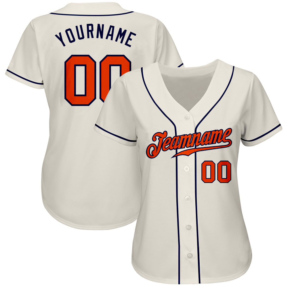 Custom Cream Orange-Navy Authentic Baseball Jersey T-Shirts, Hoodie, Sweatshirt | WearSparks.com (Image 2)