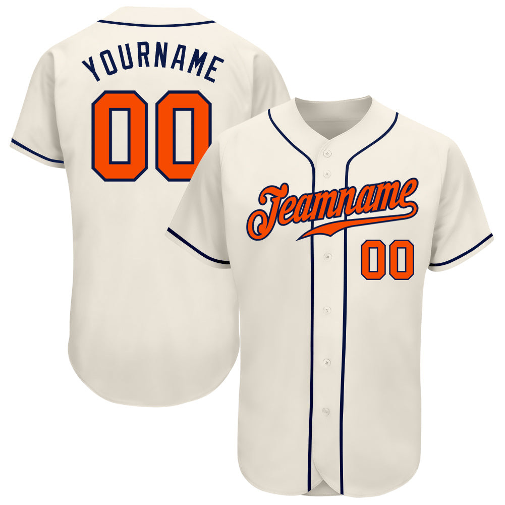 Custom Cream Orange-Navy Authentic Baseball Jersey T-Shirts, Hoodie, Sweatshirt | WearSparks.com (Image 1)