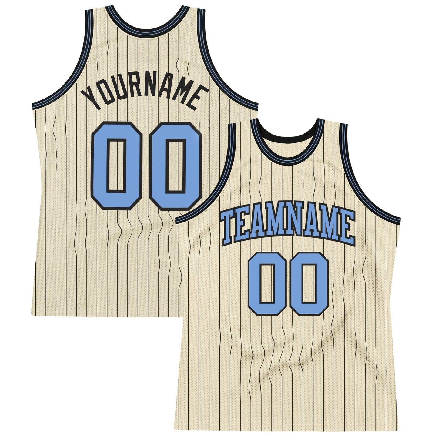 Custom Cream Black Pinstripe Blue Authentic Basketball Jersey T-Shirts, Hoodie, Sweatshirt | WearSparks.com (Image 1)