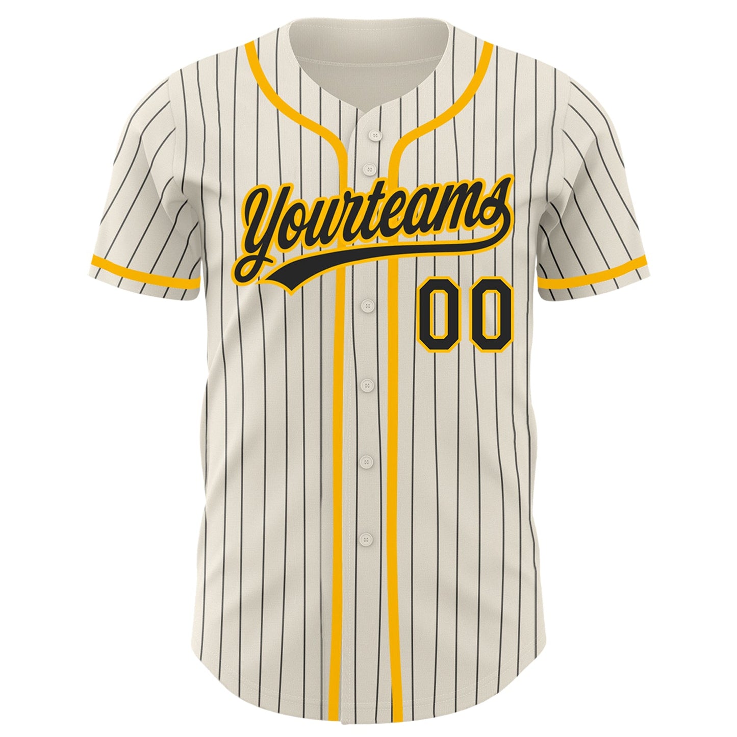 Custom Cream Black Pinstripe Gold Authentic Baseball Jersey T-Shirts, Hoodie, Sweatshirt | WearSparks.com (Image 2)