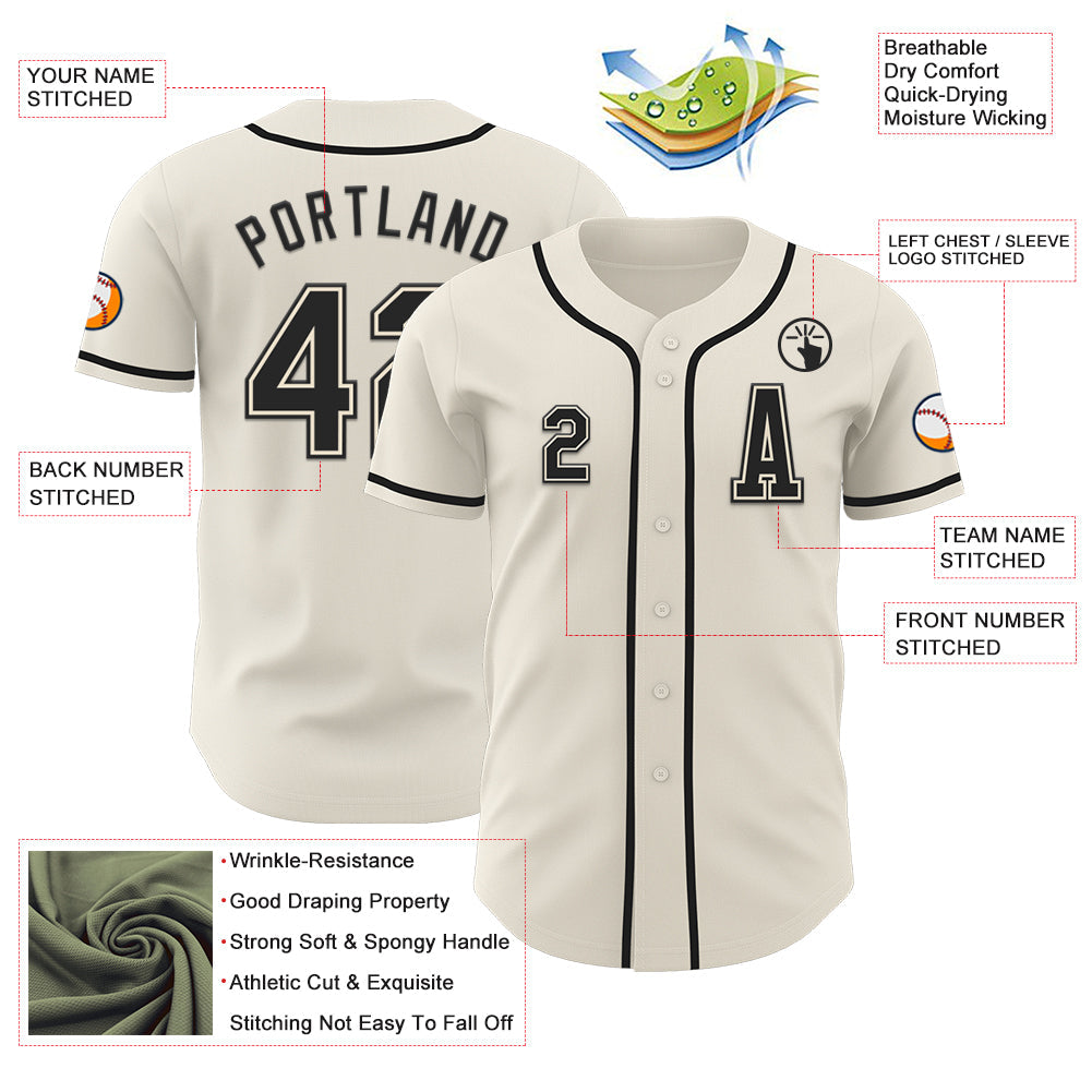 Custom Cream Black Authentic Baseball Jersey T-Shirts, Hoodie, Sweatshirt | WearSparks.com (Image 2)