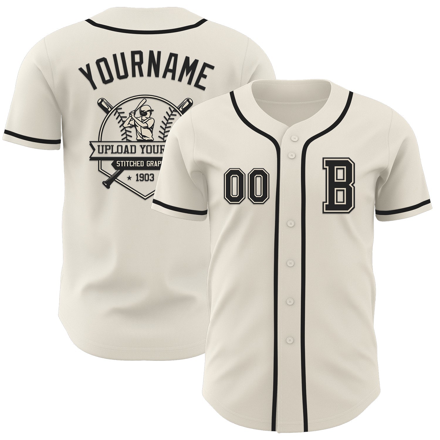 Custom Cream Black Authentic Baseball Jersey T-Shirts, Hoodie, Sweatshirt | WearSparks.com (Image 5)