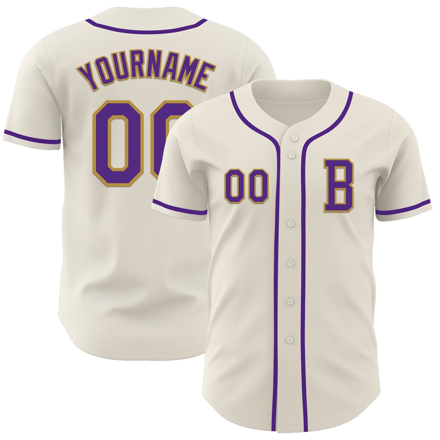 Custom Cream Purple-Old Gold Authentic Baseball Jersey T-Shirts, Hoodie, Sweatshirt | WearSparks.com (Image 1)