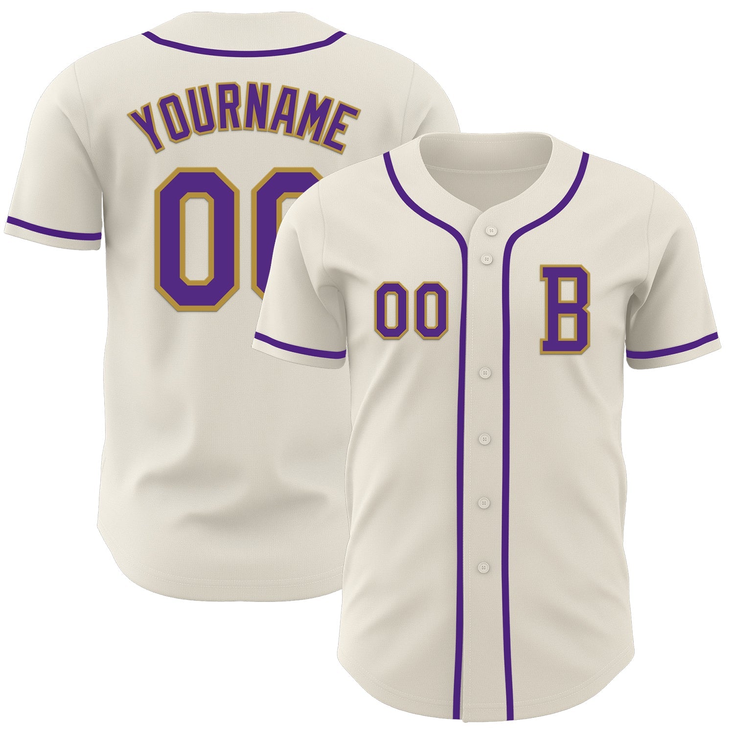 Custom Cream Purple-Old Gold Authentic Baseball Jersey T-Shirts, Hoodie, Sweatshirt | WearSparks.com (Image 1)