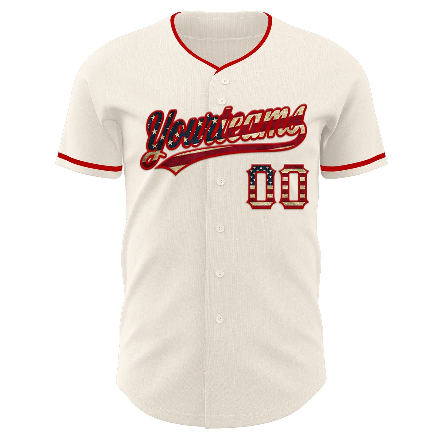 Custom Cream Vintage USA Flag-Red Authentic Baseball Jersey