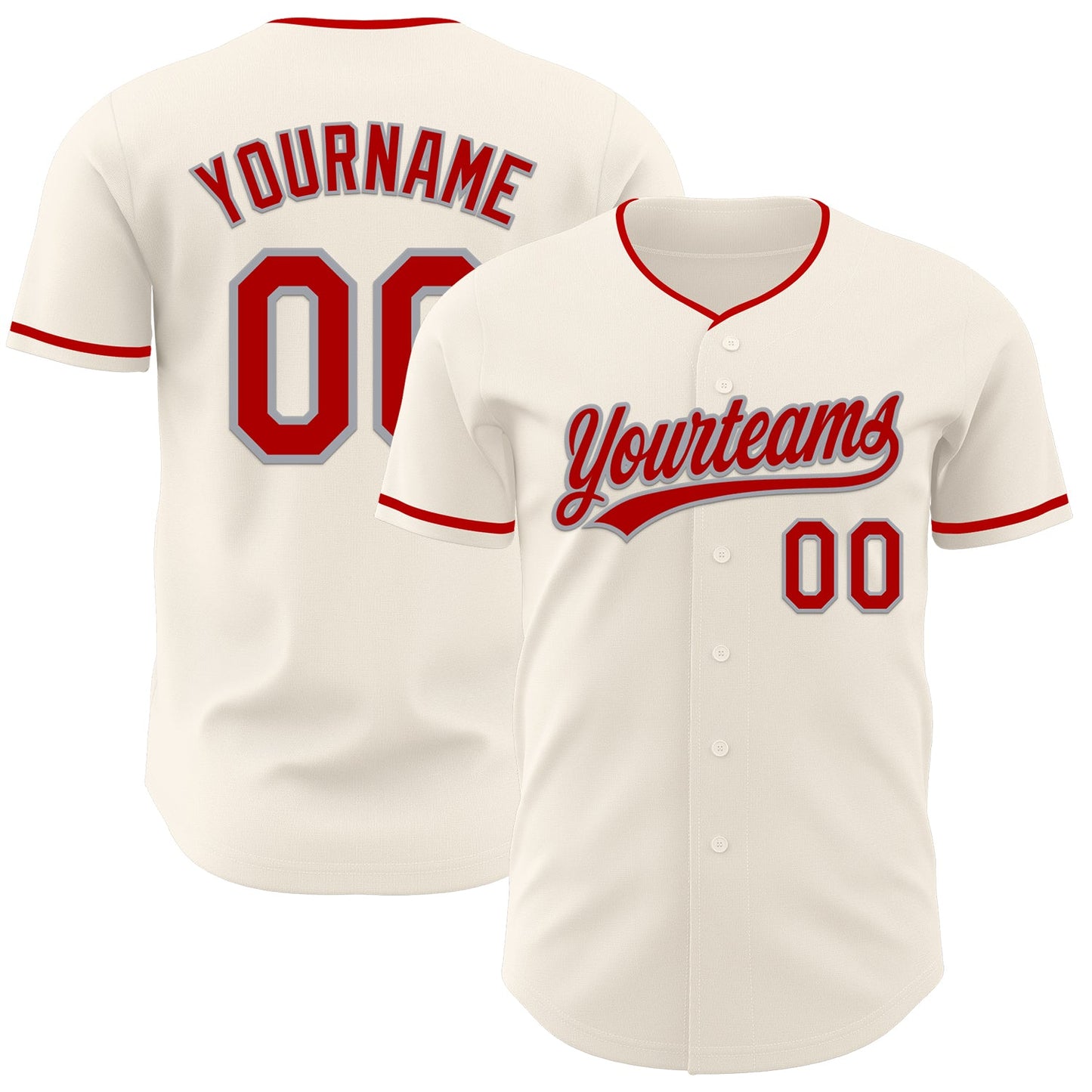 Custom Cream Red-Gray Authentic Baseball Jersey