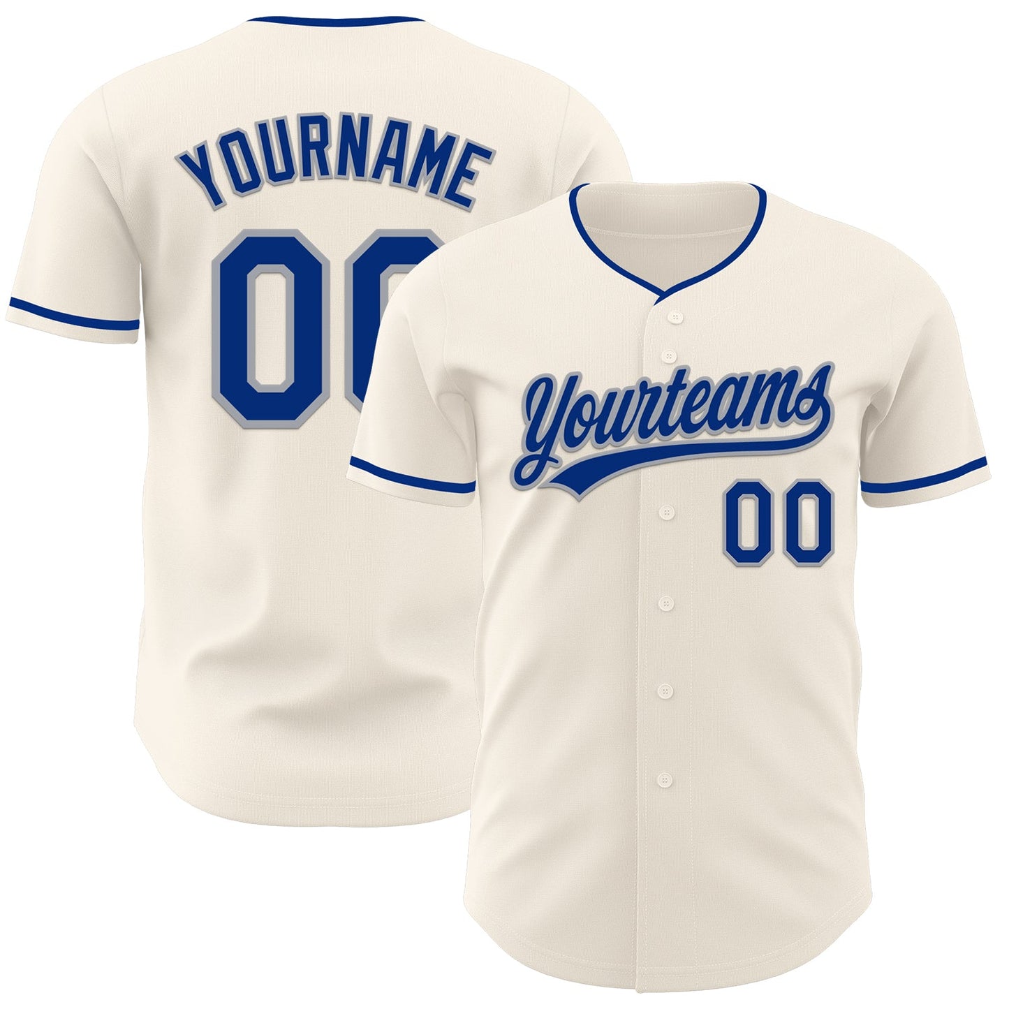 Custom Cream Royal-Gray Authentic Baseball Jersey